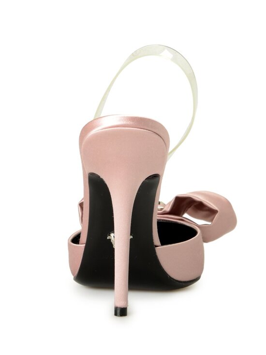 Versace Women's Dusty Rose & Silver Color Medusa Heeled Sandals Shoes US 6 IT 36 - Picture 3 of 8